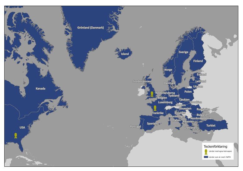 Karta över Nato-länder.